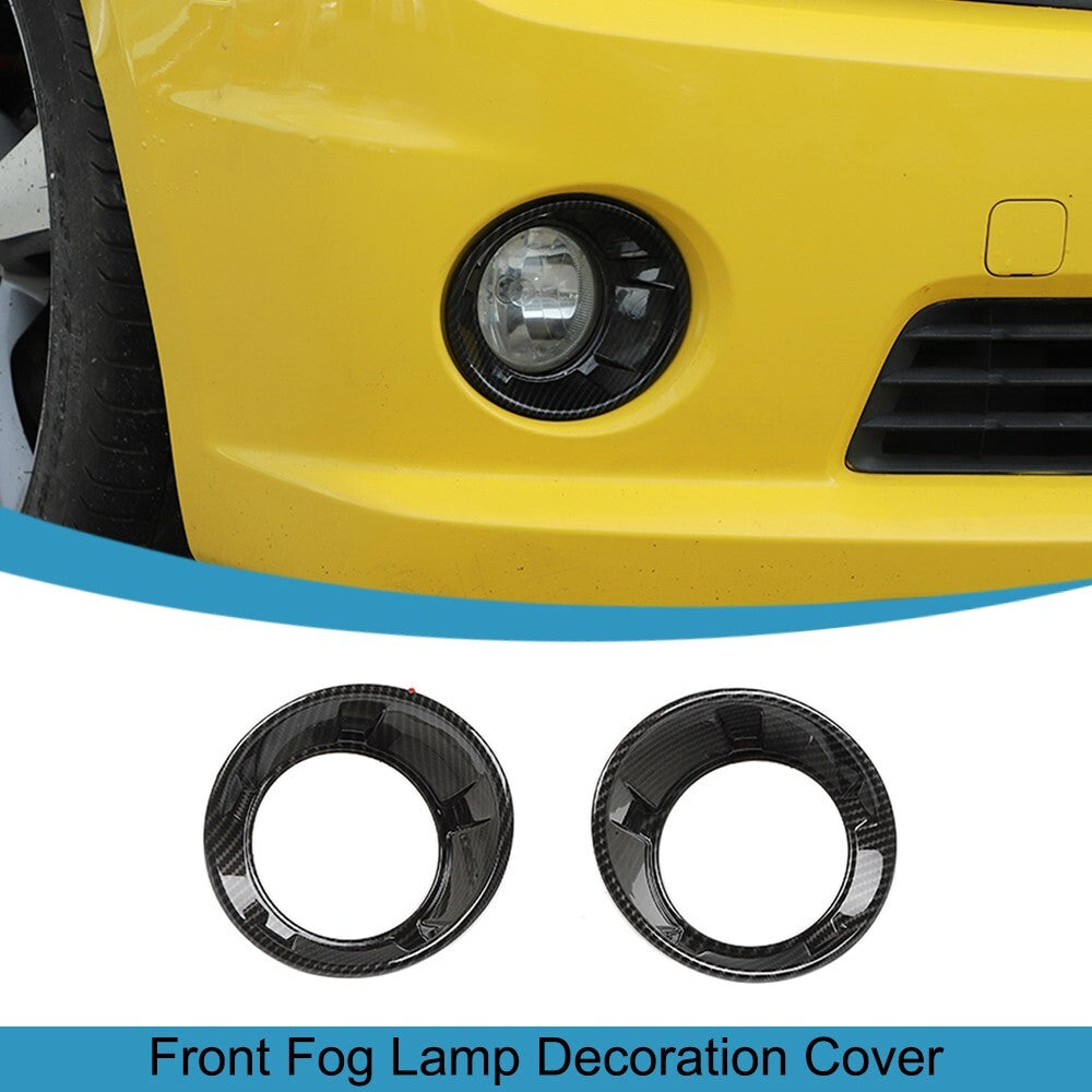 2PCS Carbon Fiber Front Fog Light Lamp Cover Trim for Chevrolet Camaro 2010-2015