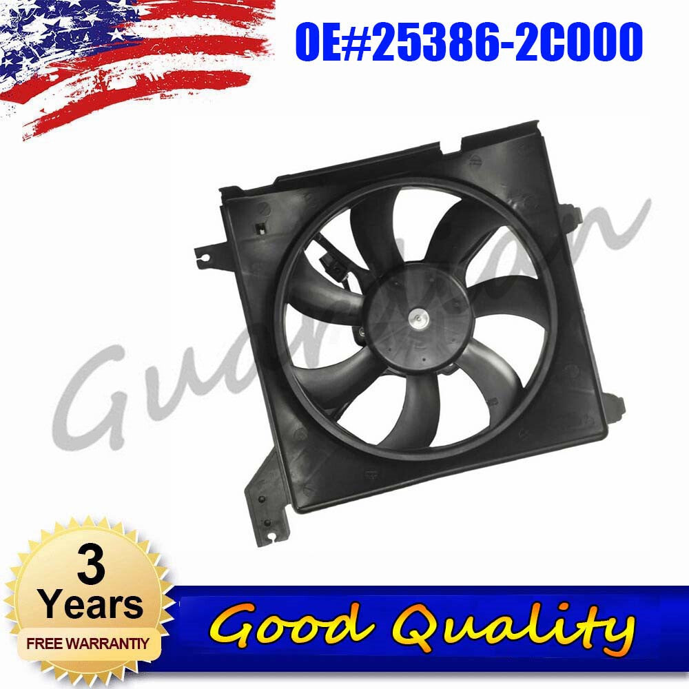 Radiator fan Assy 25386-2C000 for Hyundai Tiburon 4cyl 2.0L 2003-2008, 2005-2006.