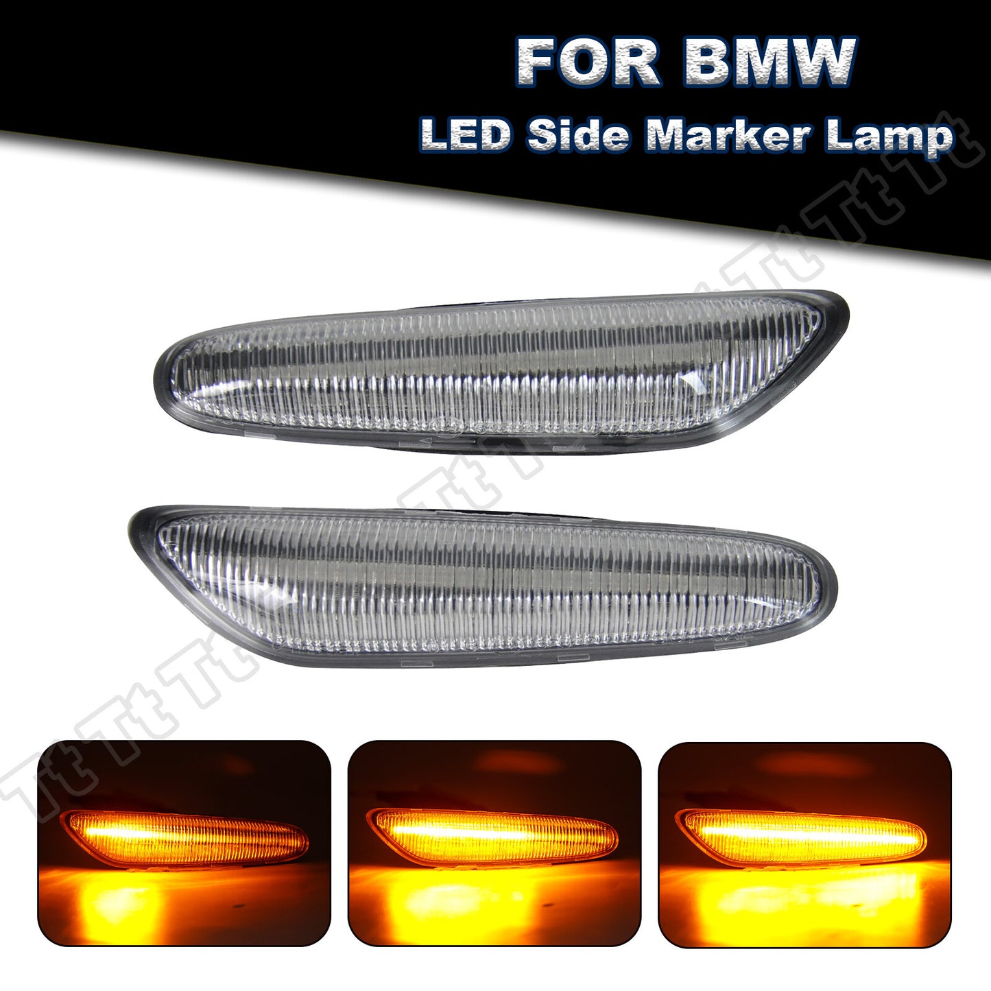 Two LED sequential side marker lights for BMW E46, E60, E61, E81, E82, E88, E90, E91, E92