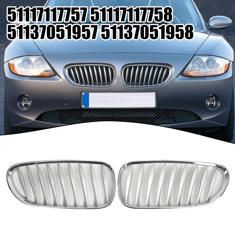 For Z4 E85 Coupe Convertible Silver Plating Front Kidney Grille 2003-2008