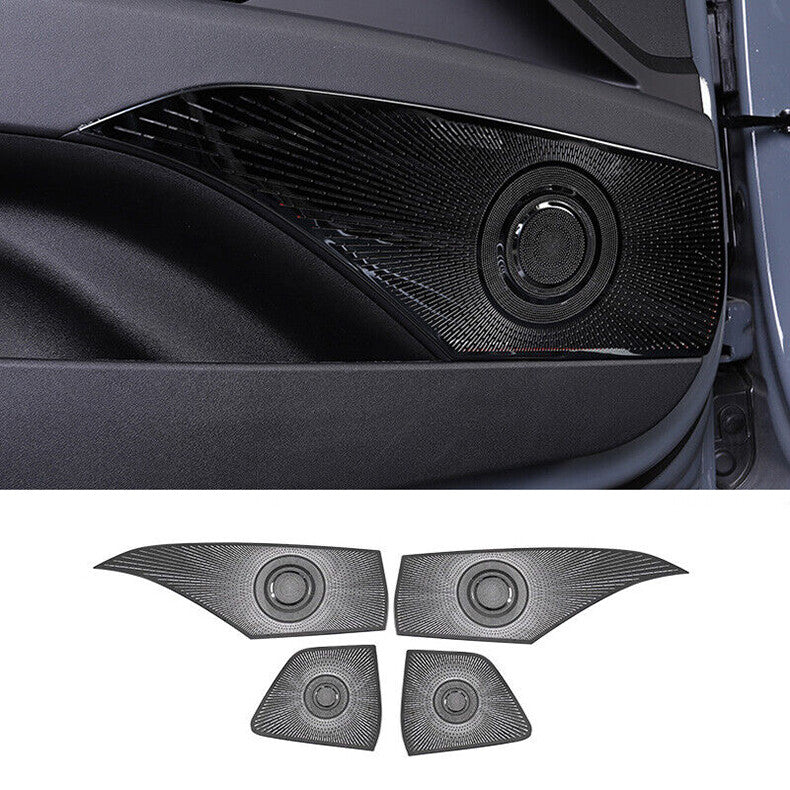 for Hyundai for Elantra 2021-2023 Black Steel Inner Door Speaker Frame Cover Trim 4x