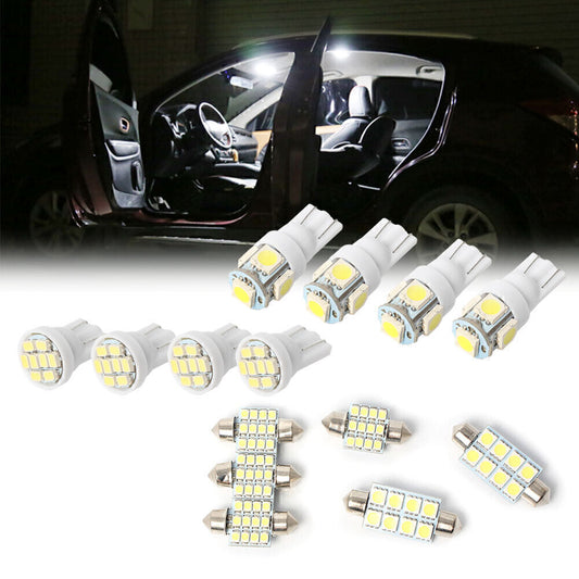 14pcs White LED Lighting Package for T10 31mm 42mm Dome Map Interior Lamps