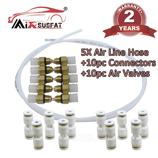 5m for Mercedes Suspension Air Line Hose+Repair Straight Connectors10x-4MM+Valve