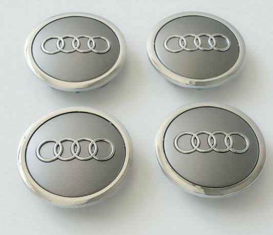 4-piece set of 69mm for Audi silver wheel center caps, rim caps, hubcaps, badges 4B0601170A