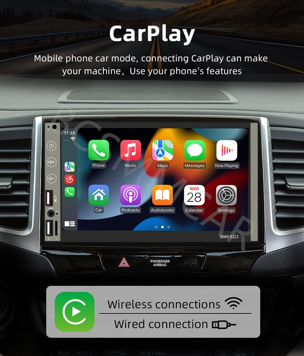7in Double 2 DIN CarPlay Car MP5 Player Bluetooth Touch Screen Stereo Radio USB