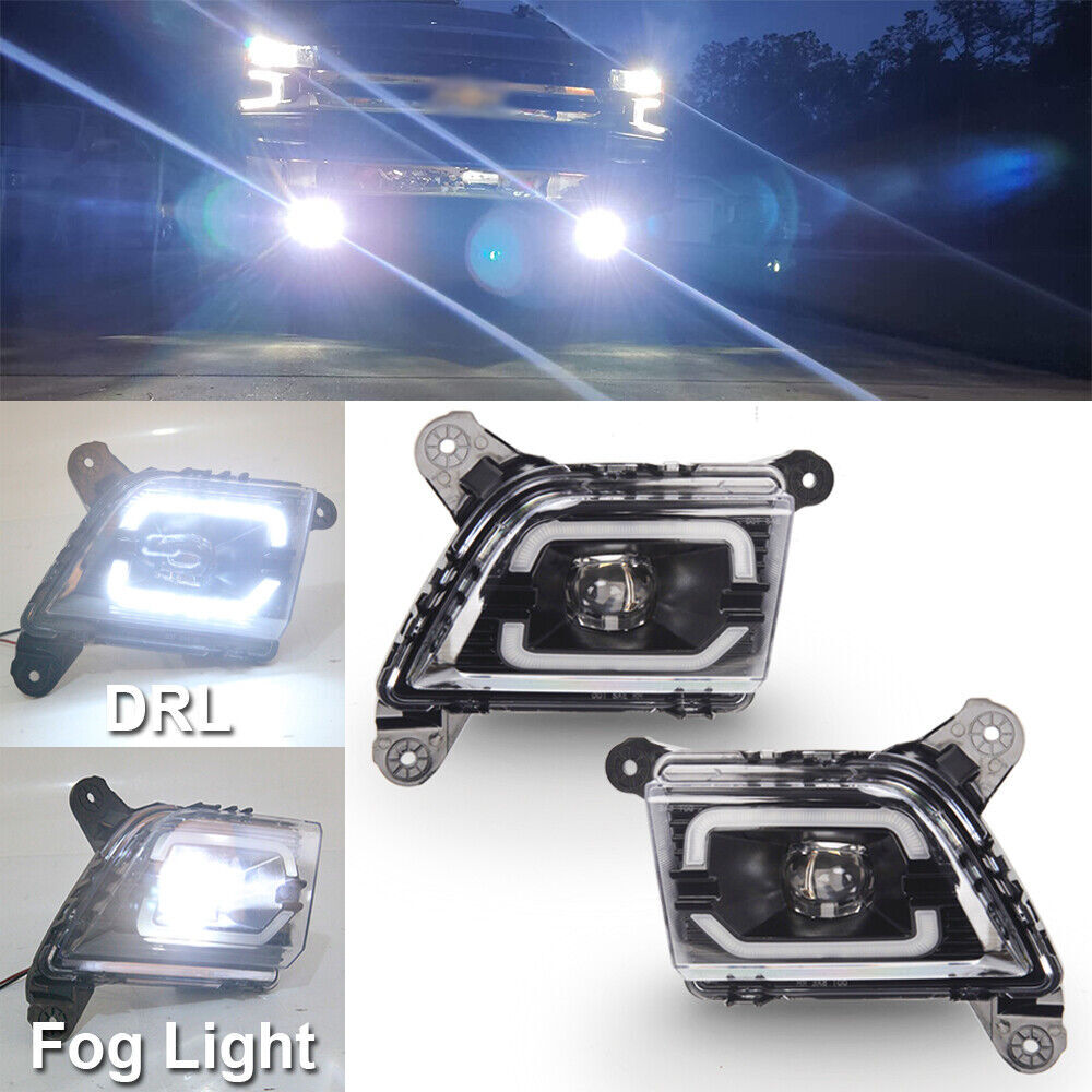 DRL Daytime LED Fog Light Lamp for Chevy Silverado 2019 2020 Switch Wirting PAIR