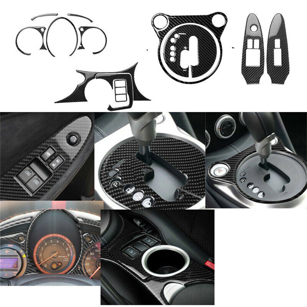 12Pcs Carbon Fiber Interior Full Set Kit Decorative Trim for Nissan 370Z 2009-20