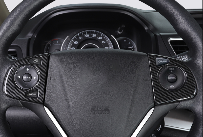 Carbon Fiber ABS Steering Wheel Button Cover Trims for Honda CRV CR-V 2012-2016