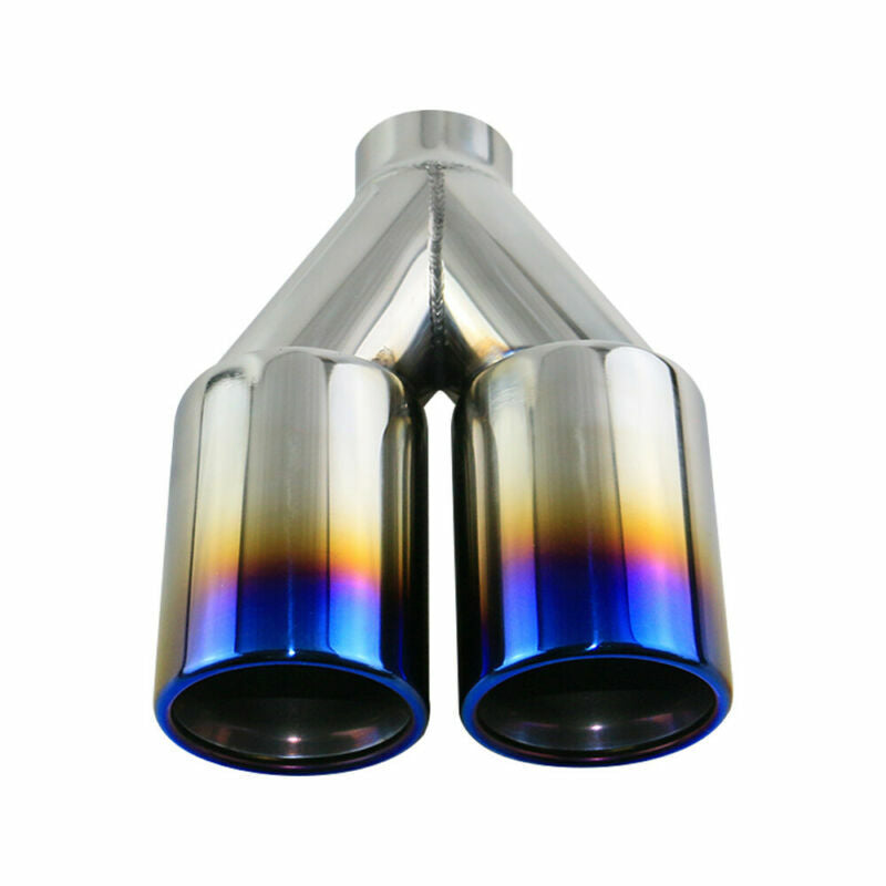 Universal Blue End Pipe Double Wall Exhaust Tips for 2 ID with Metal Mesh