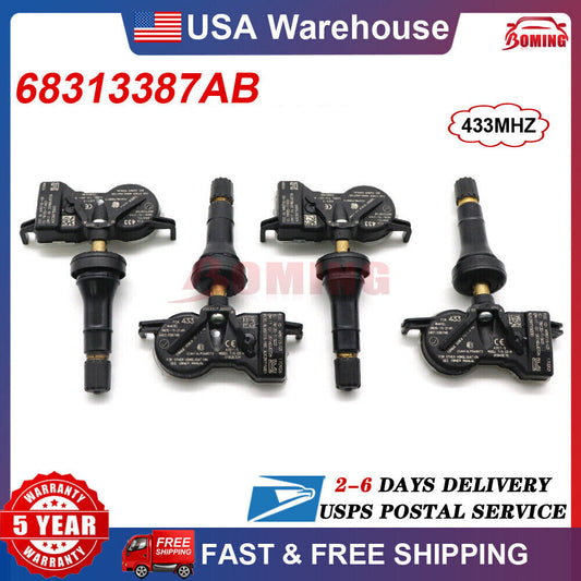 4x 68313387AB Tire Pressure Monitor Sensor TPMS for DODGE for JEEP 433Mhz 68105280AF