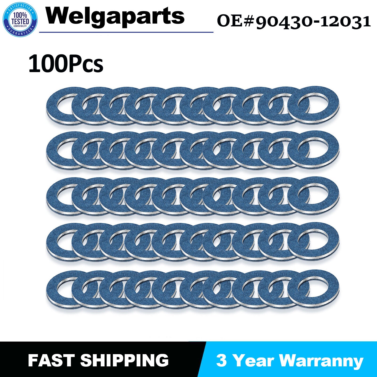 Set of 100 90430-12031 for Toyota for Lexus for SCION Oil Drain Plug Washer Gasket US
