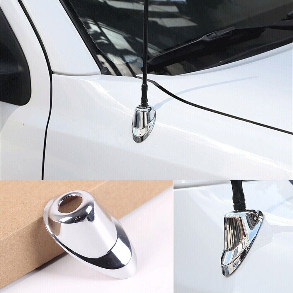 Chrome Car Antenna Base Moulding Cover Ornament Beze For T@yota T@coma 2011-2015