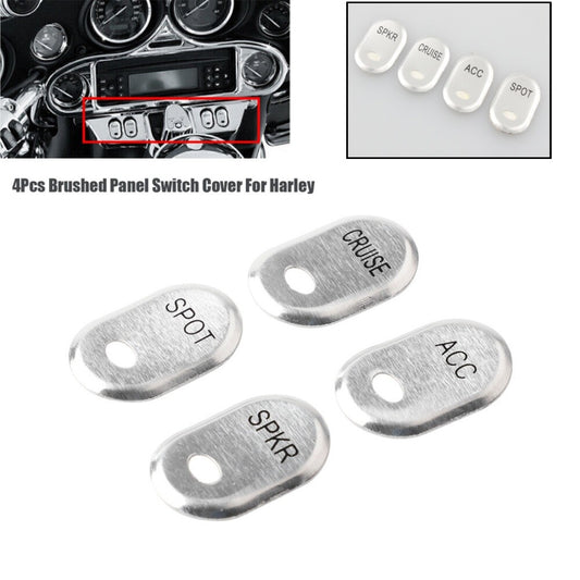4PCS Chrome Brushed Panel Switch Covers Caps for Harley Touring Electra Glide
