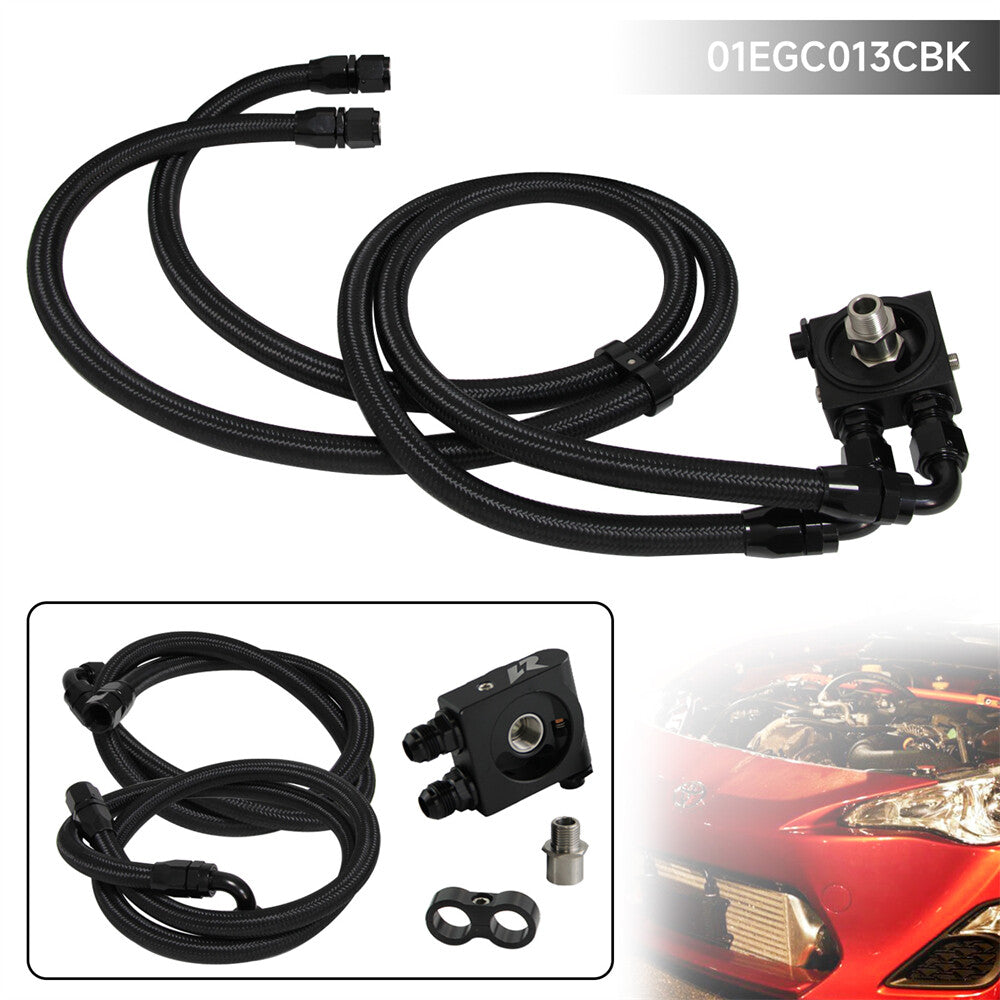 Uinversal AN10 Oil Filter Adapter Thermostat 73¡À0.5¡ã +1.4m/1.6m Hoses Kit Black
