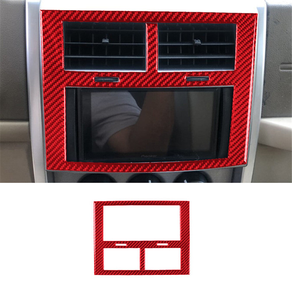 Red Carbon Fiber Center Console Air Vent Panel Trim for Jeep Liberty 2008-2012