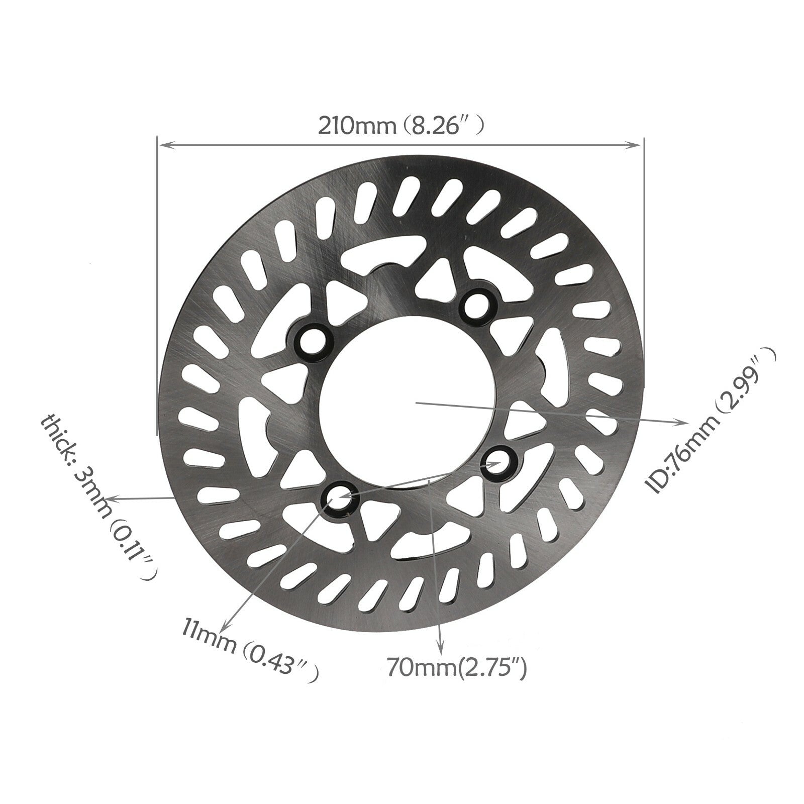 17-inch wheels, 70/100-17 + 45/48 mm fork, shock absorber, disc brakes, dirt pit bicycle razor.