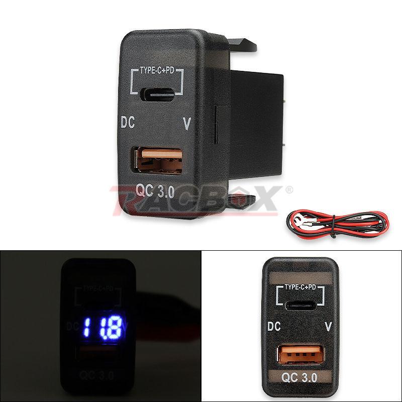 Type-C USB Charger Adapter Port Voltmeter for Toyota 4Runner Sequoia Tundra RAV4