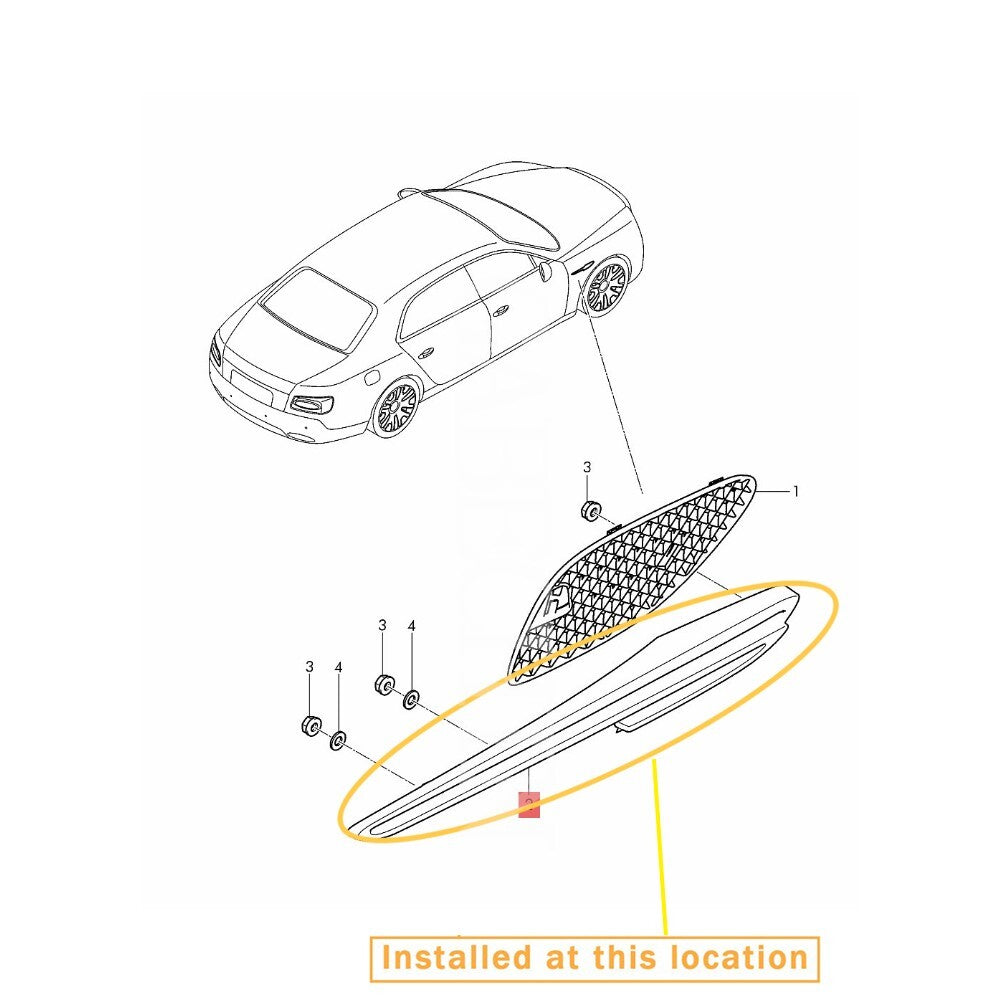 Suitable for Bentley Flying Spur Front Fender Air Vent Grille Right. Equipment Manufacturer: 4W0821942E