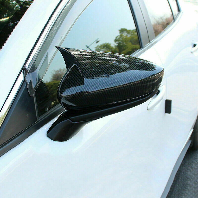 for Mazda 3 Axela 2019-2022 Carbon Fiber OX Horn Rearview Side Mirror Cover Trim