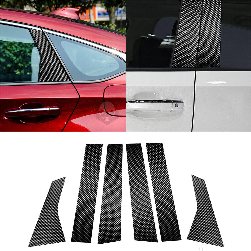 6Pcs Carbon Fiber Door Window Pillar Posts Panel Trim for Honda Accord 2018-2021