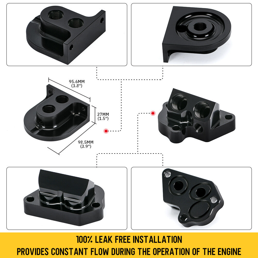 for Ford 5.0L 5.2L Oil Filter Relocation Kit Housing 6 feet Braided Hose AN10