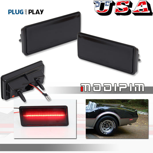 Two-pack of smoked lens rear red LED side marker lights for Chevrolet C3 for Corvette 1974-1979