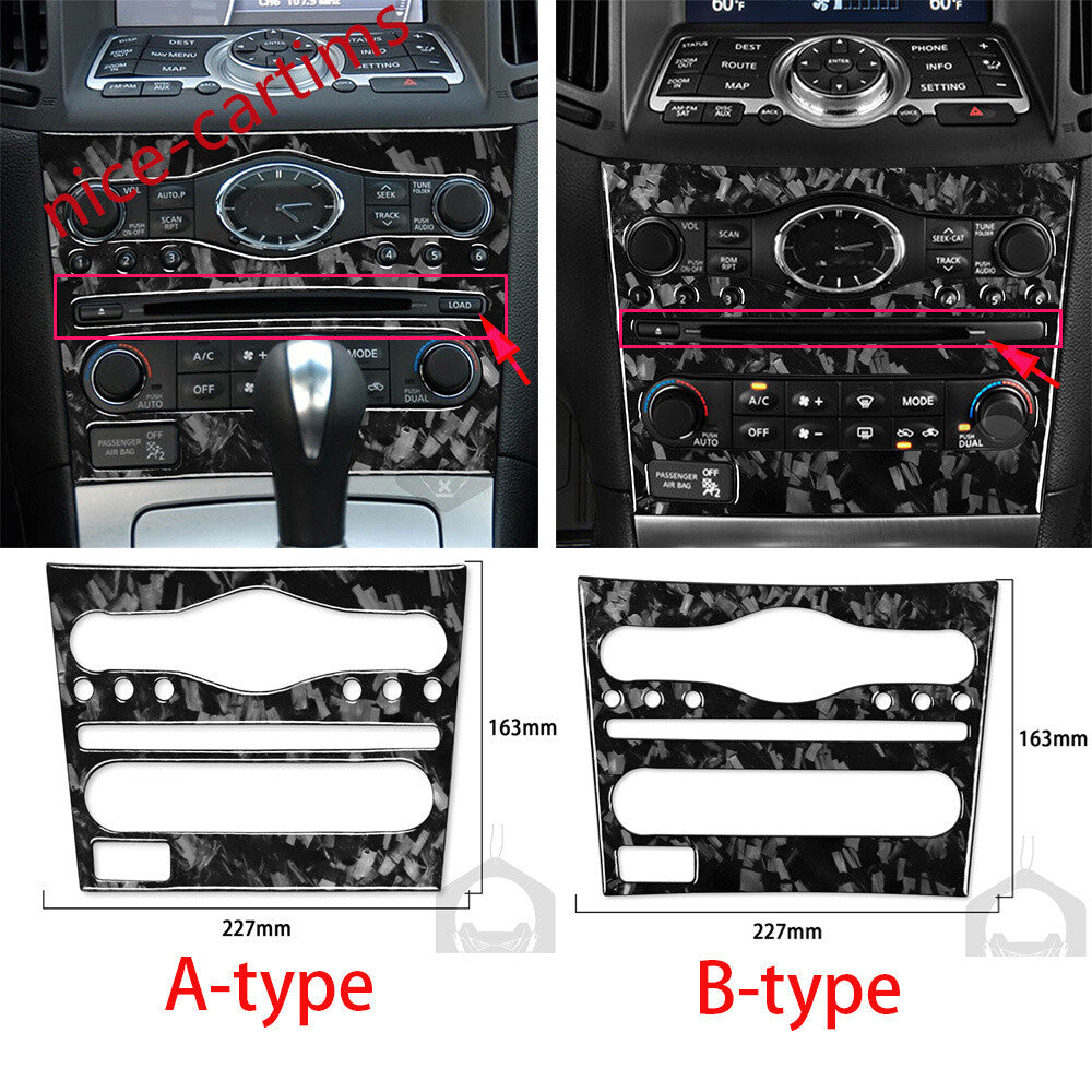 Forged Carbon Fiber Center Console AC CD Trim for Infiniti G37 2010-13 Q60 14-15