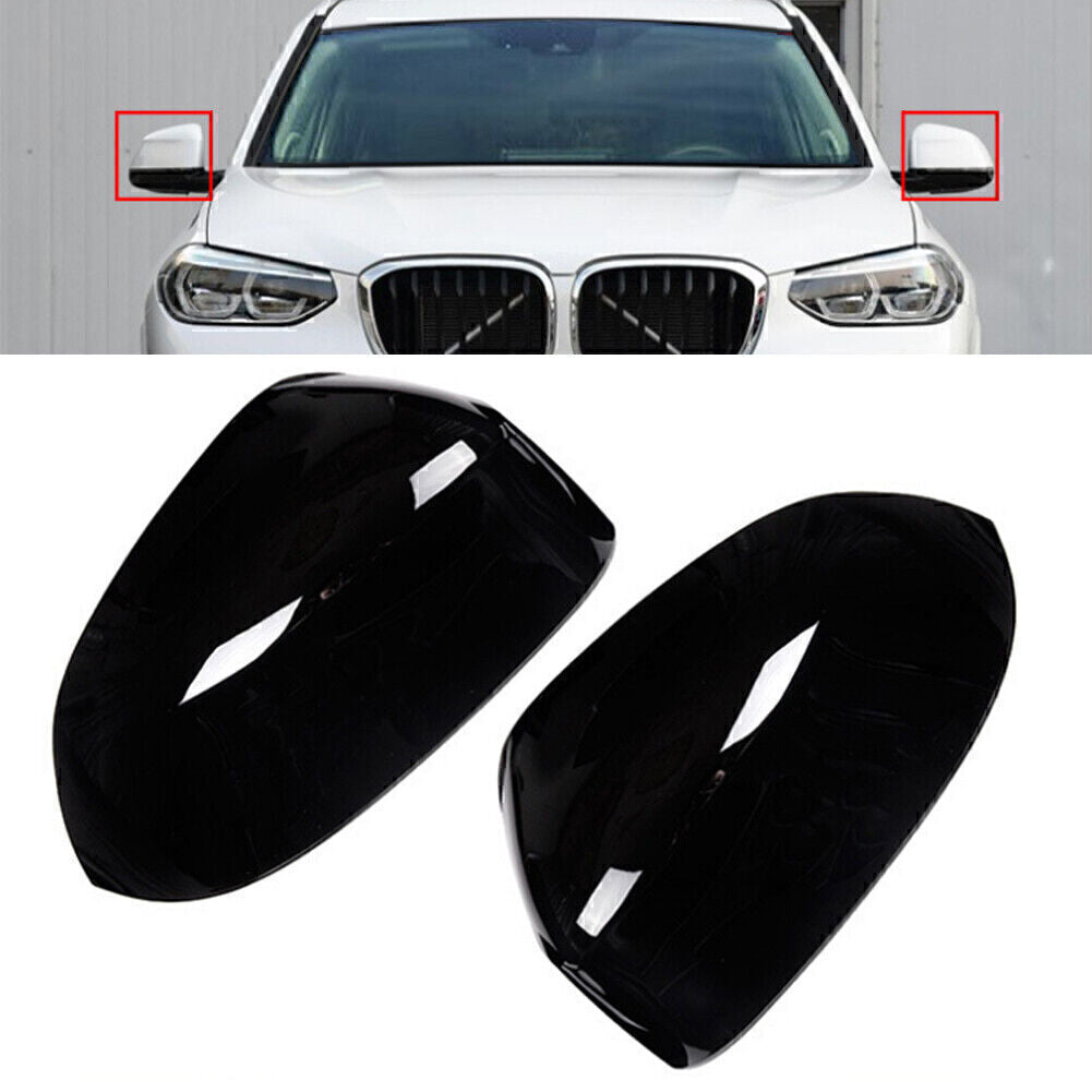 for BMW X3 X4 G01 G02 2018 2019 Gloss Black ABS 2x Rearview Mirror Cap Cover