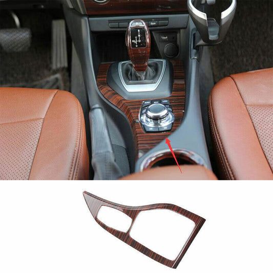 for BMW X1 E84 2013-2015 Red Wood Grain Central Console Gear Shift Cover Trim 1P