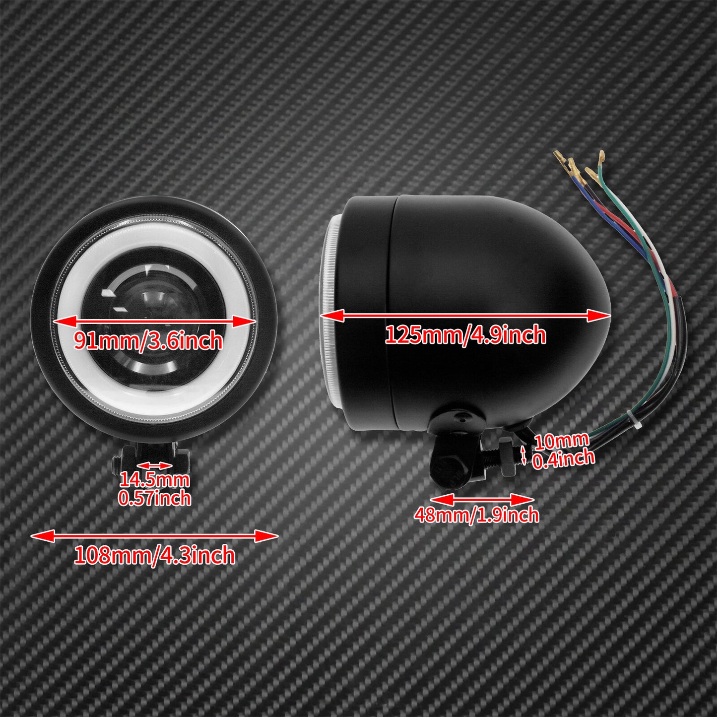 Motorcycle LED White DRL Headlight Head Lamp Black Fit For Sportster Cafe Racer