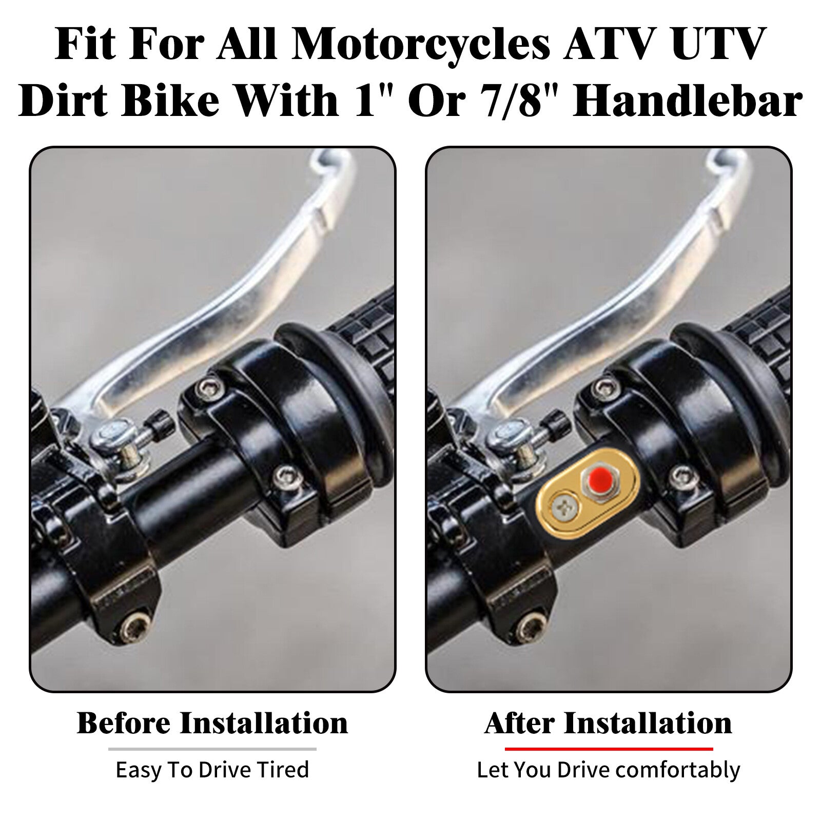 Gold Control Momentary Button Switch For Universal 1 7/8 Handlebar Motorcycle