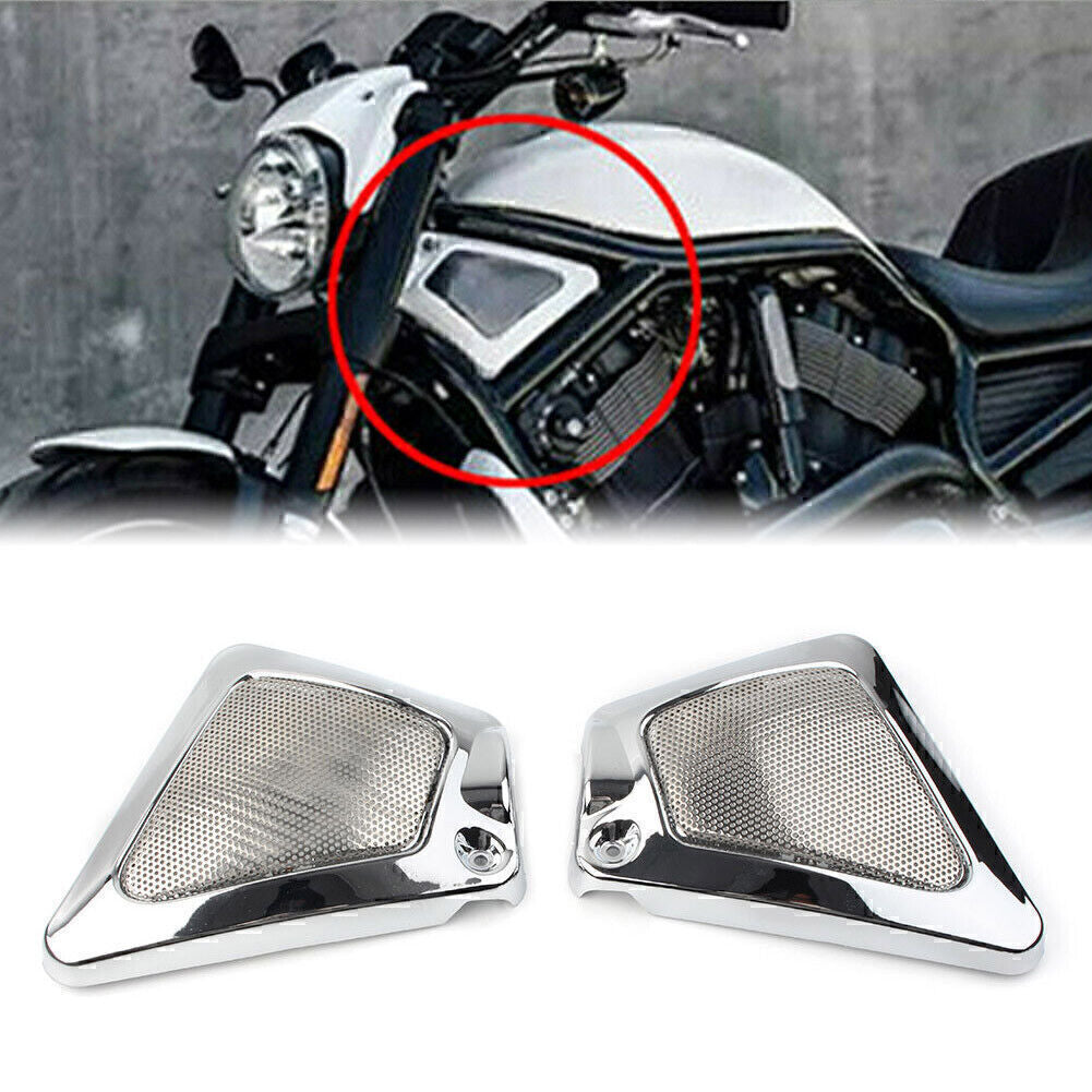 2x Chrome Airbox Frame Neck Side Cover Fit for Harley V-Rod VRSCA VRSCB VRSCX VRSCAW