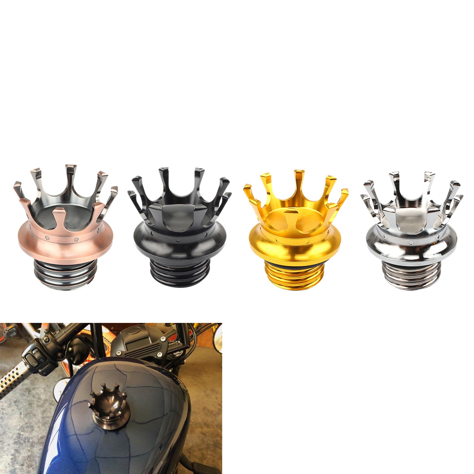 Dirt Bike King Crown Gas Cap Fuel Tank Cover for Harley Super Glide Road King