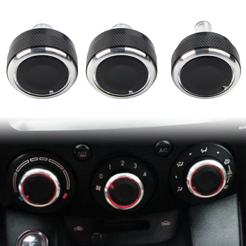 3Pcs Switch Knob Heater Climate Control Button Dials Frame A/C for Mazda 2