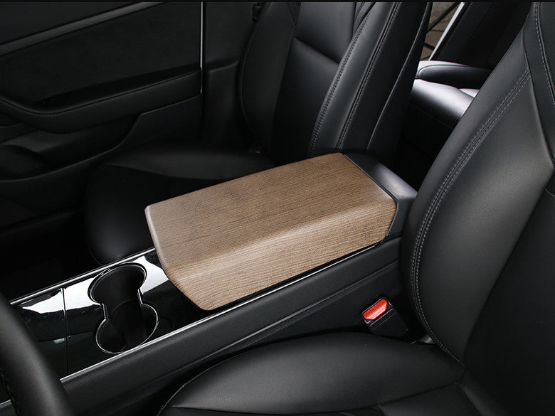 for Tesla Model 3/Y 2017-2023 Wood Grain Center Console Armrest Box Panel Trim