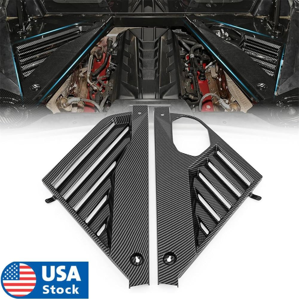 New Car Carbon Fiber Look Engine Bay Panel Cover For Chevy for Corvette C8 2020-2024