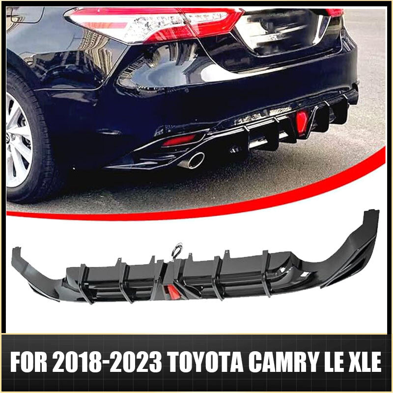 FOR 2018-2023 for TOYOTA for CAMRY LE XLE GLOSSY BLACK REAR BUMPER DIFFUSER W/ LED LIGHT