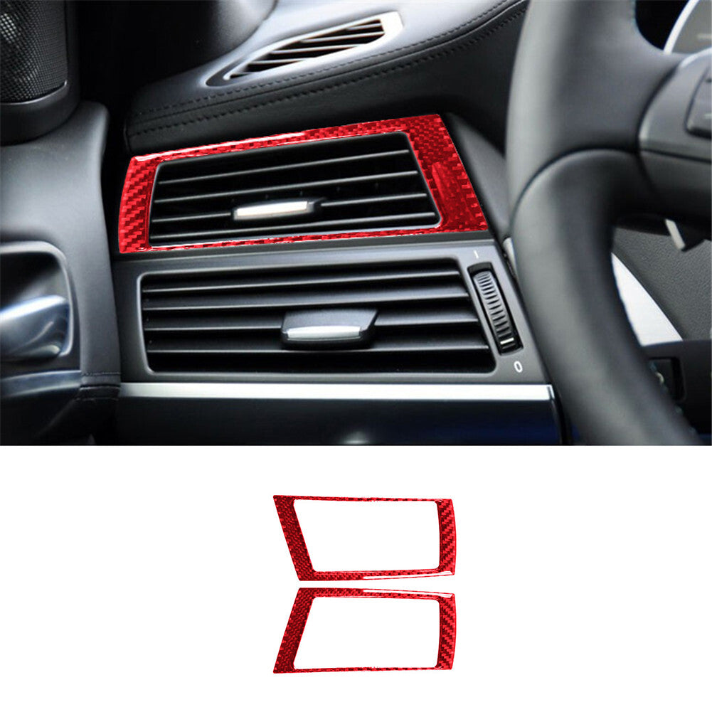 Red Carbon Fiber Upper Vent Oullet Frame Cover for BMW X5 E70 X6 E71 2008-2013