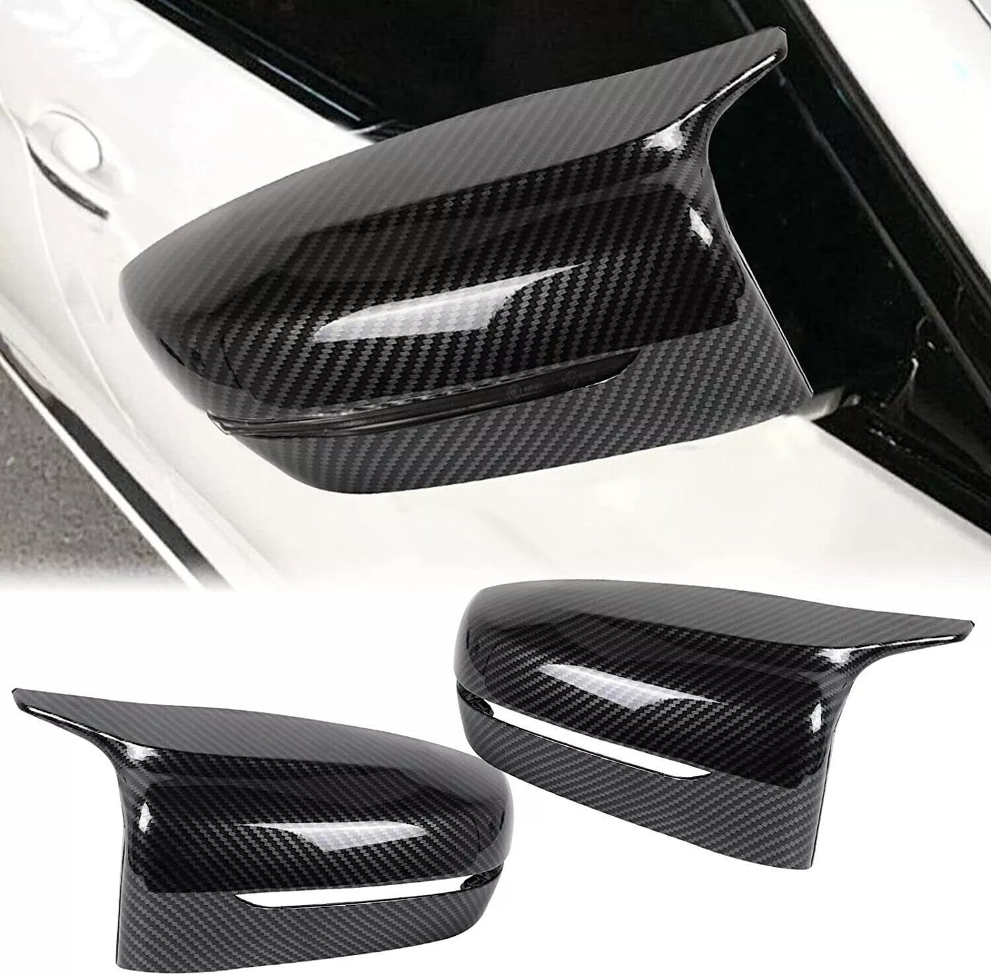 M STYLE CARBON FIBER ADD-ON SIDE MIRROR COVER CAPS 17-22 for BMW G30 G20 G11 G12