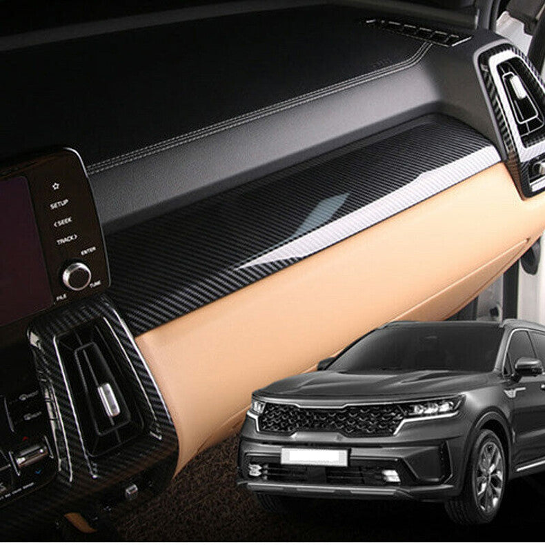 for Kia Sorento 2021-2023 Carbon Fiber Inner Console Dashboard Stripe Cover Trim
