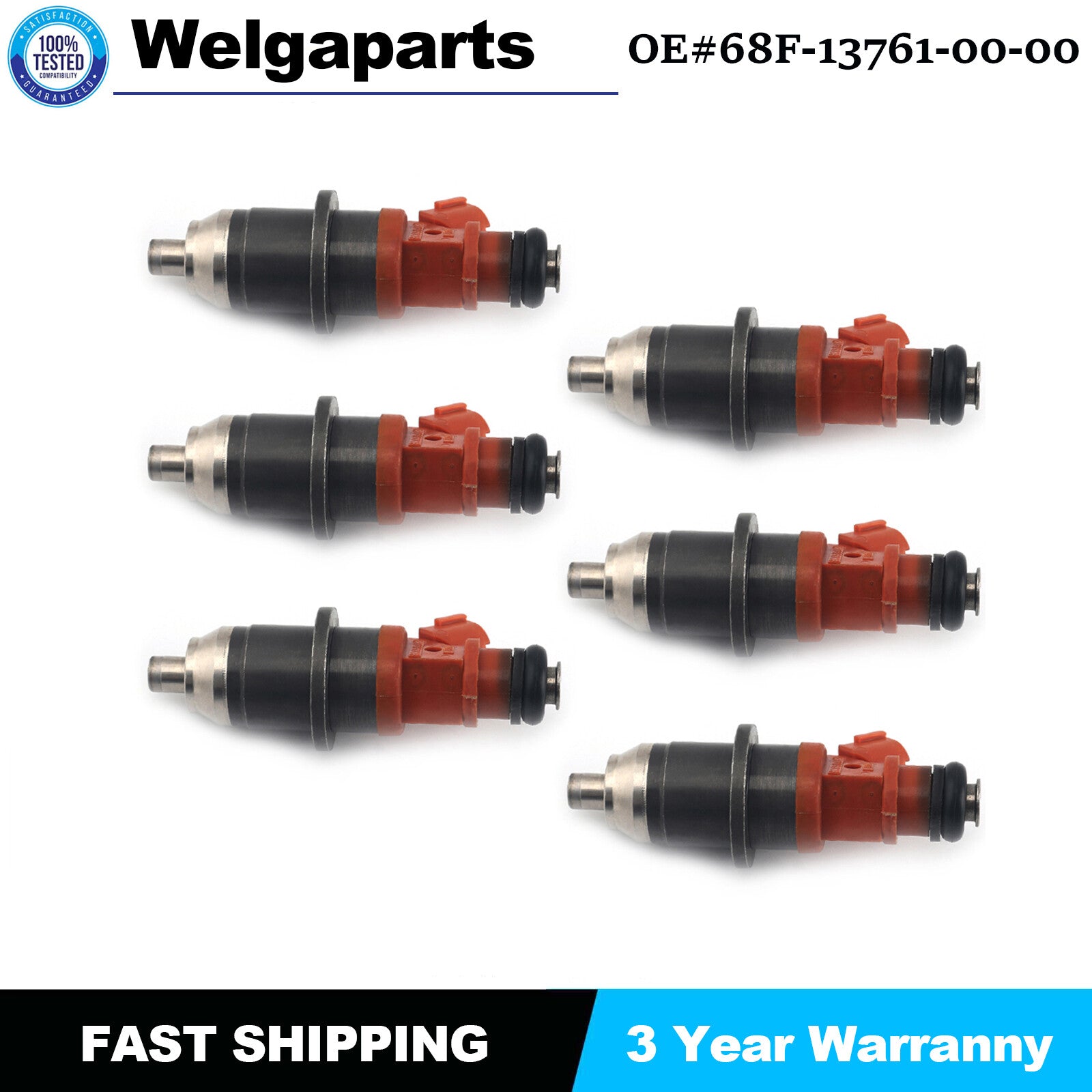 6PCS for Yamaha Outboard HPDI 150-200 HP Fuel Injectors E7T25071 68F-13761-00-00