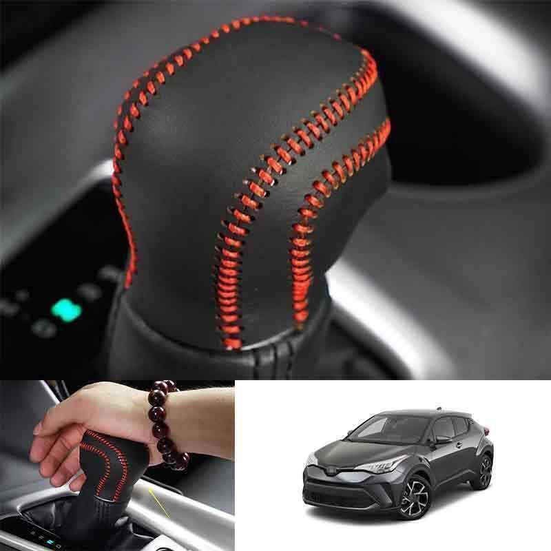 for Toyota C-HR 18-2022 Black+Red Leather Console Gear Shift Knob Cover Trim 1X
