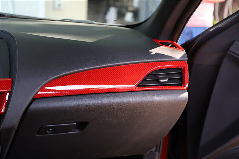 for Cadillac CT5 2020-24 Red Carbon Fiber Dashboard for Co -Pilot Strip Panel Trim 2P