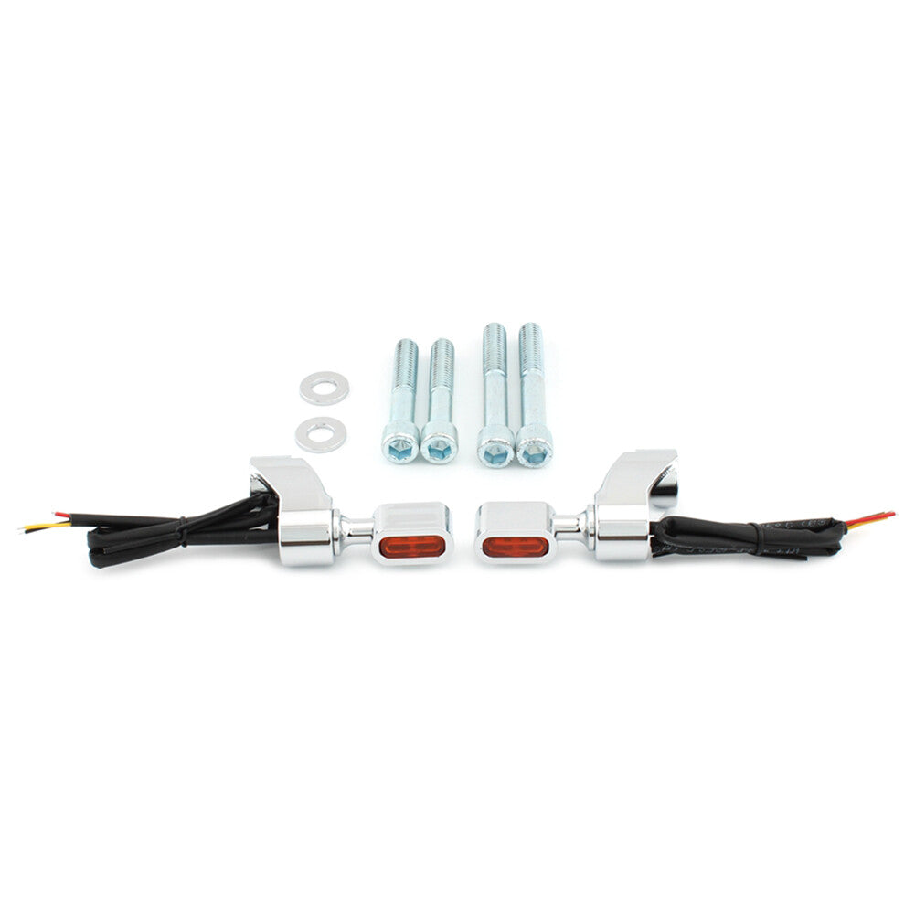 Front Fitk Turn Signal Indicator Light Lamp Chrome+Orange Fit for Harley FXR 1987-00
