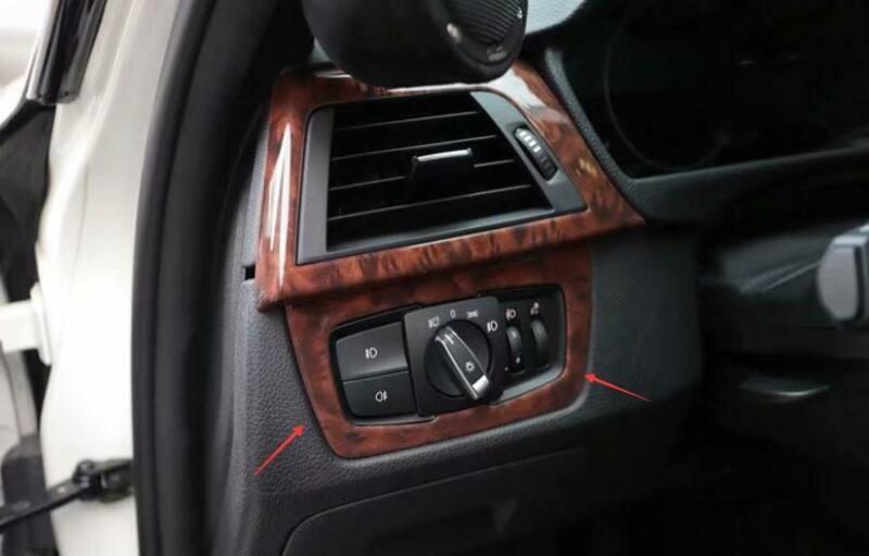 Wood Grain Headlight Switch Control Frame Trim for BMW F30 F32 F33 F36 2013-2019