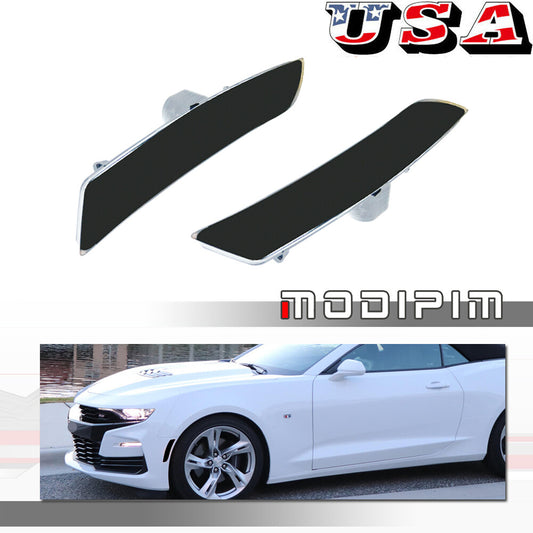 Smoked Lens Front Marker Cover for Chevrolet Camaro 2016-2023, 2 Pieces