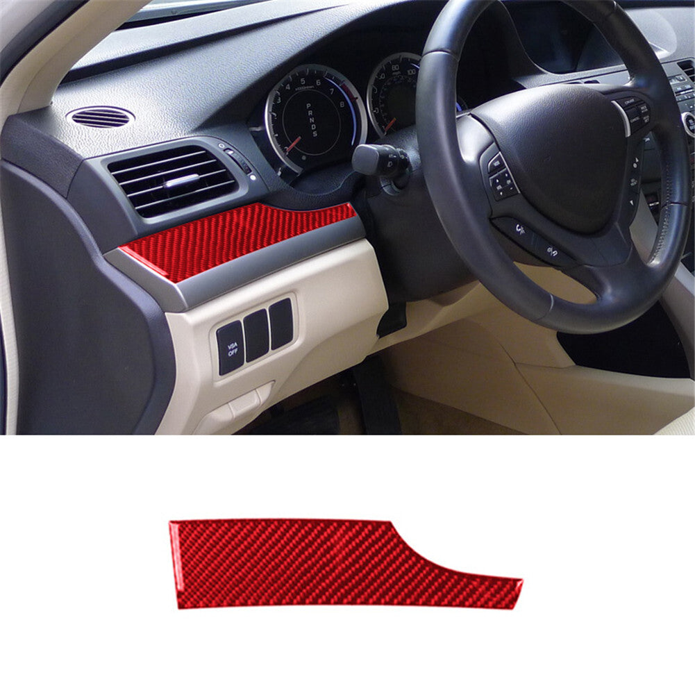 Red Carbon Fiber Interior Driver Side Dashboard Cover Trim for Acura TSX 2009-14