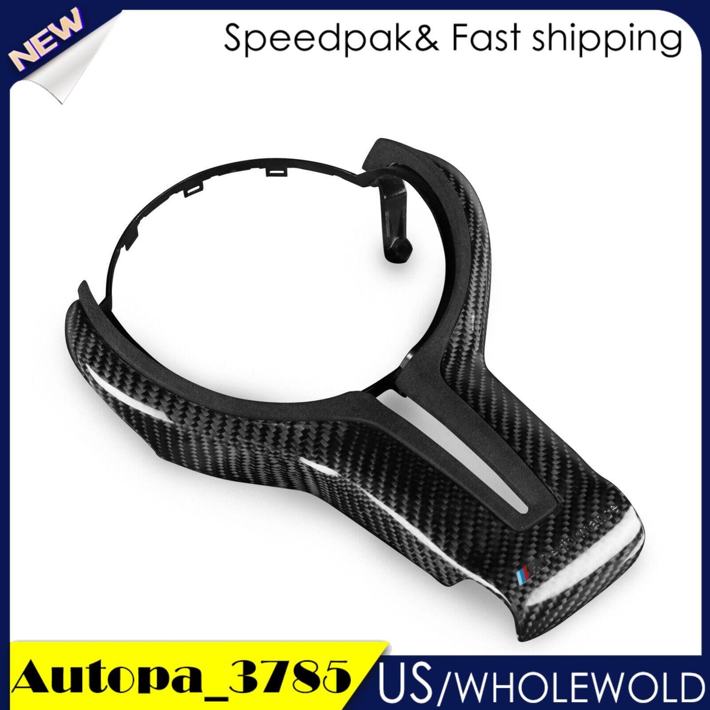 Suede Carbon Fiber Steering Wheel Trim Replace Fit for BMW M2 M3 M4 M5 M6 X5M