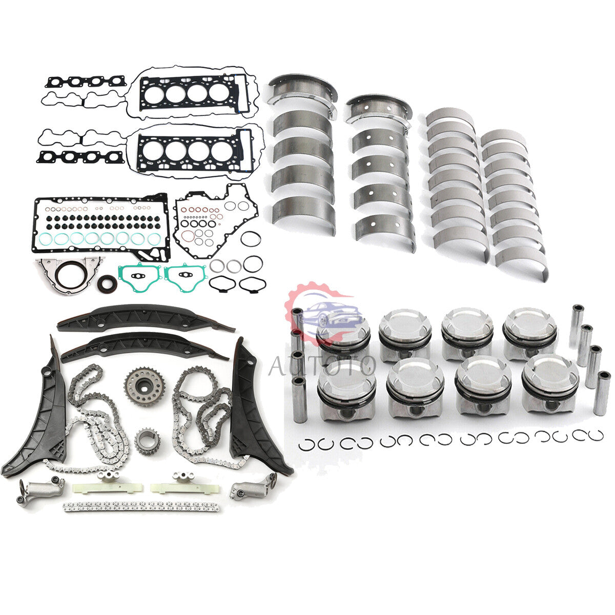 N63 Engine Overhaul Rebuilding Kit - Timing Chain Kit Pistons Rings for BMW