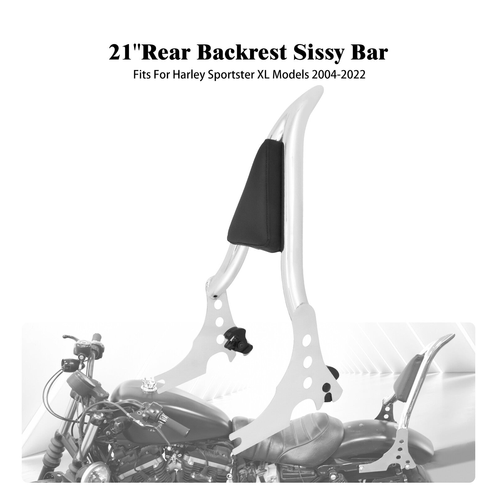 Chrome Passenger Backrest Sissy Bar for Harley Sportster 883 1200 48 72 04-2022
